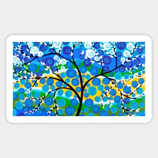 Blue and Abstract Tree Sticker